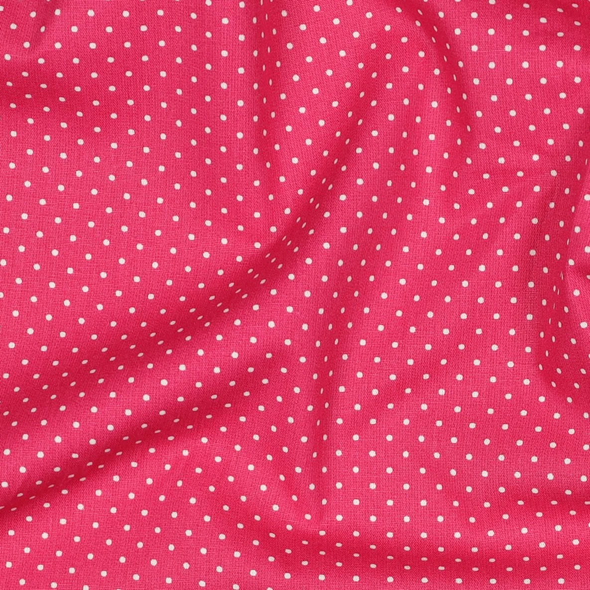 Baumwolle Popeline Minipunkte Pink Weiß