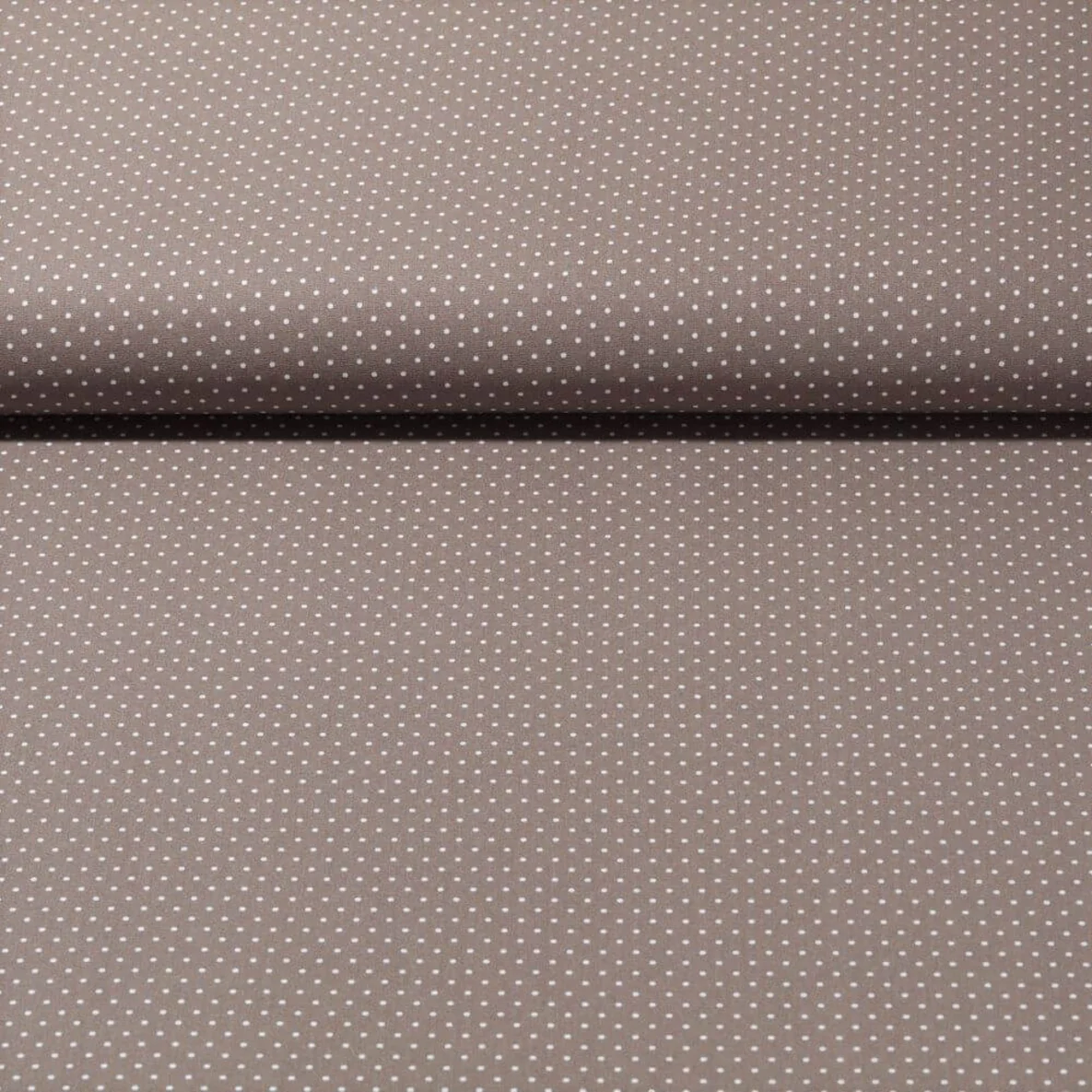 Baumwolle Popeline Minipunkte Taupe Weiß