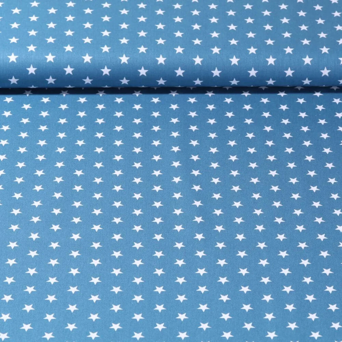 Baumwolle Popeline Sterne Blau Weiß