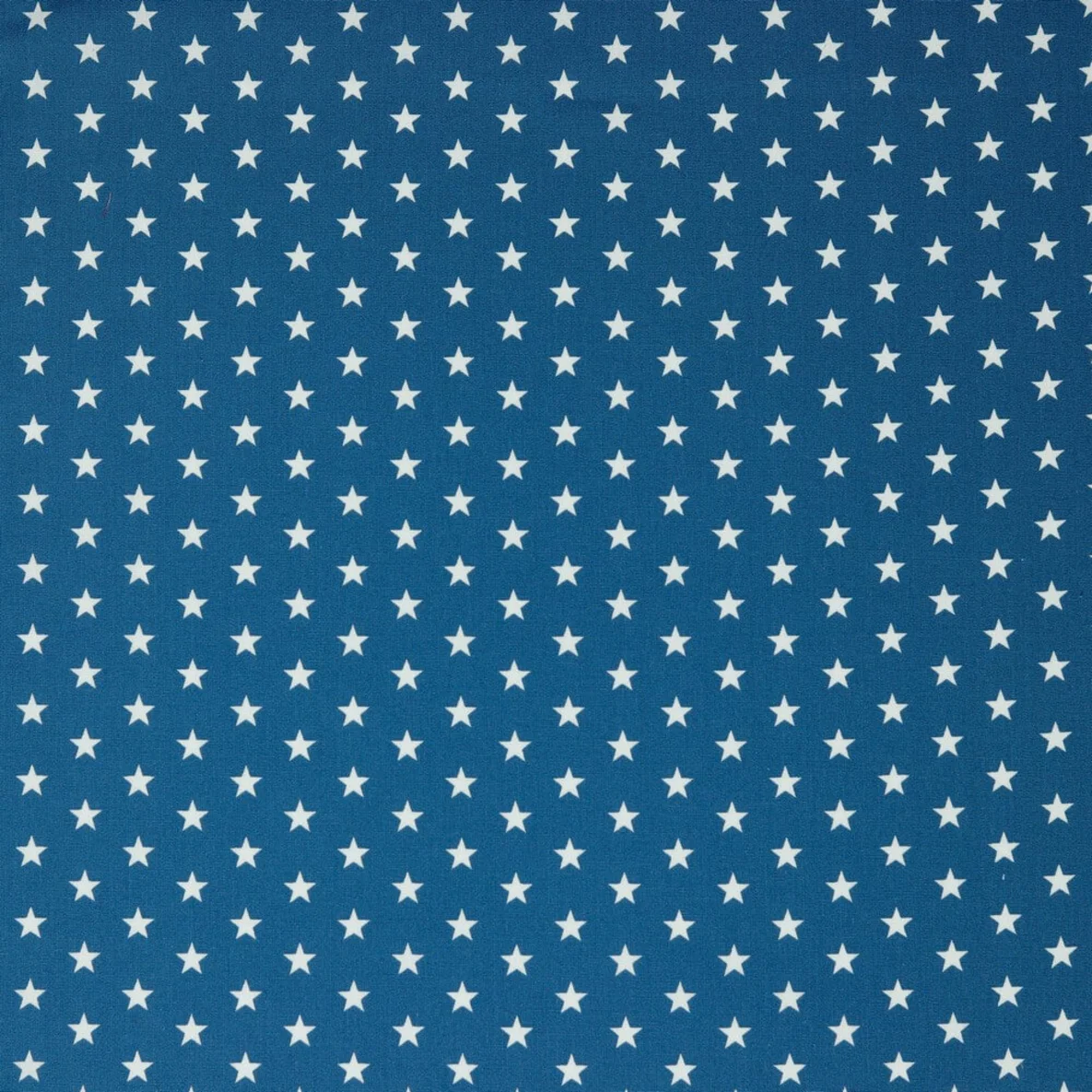 Baumwolle Popeline Sterne Blau Weiß
