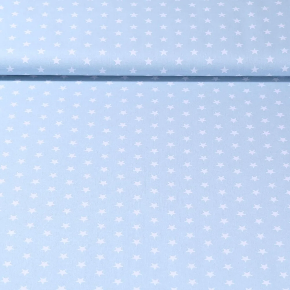 Baumwolle Popeline Sterne Hellblau Weiß