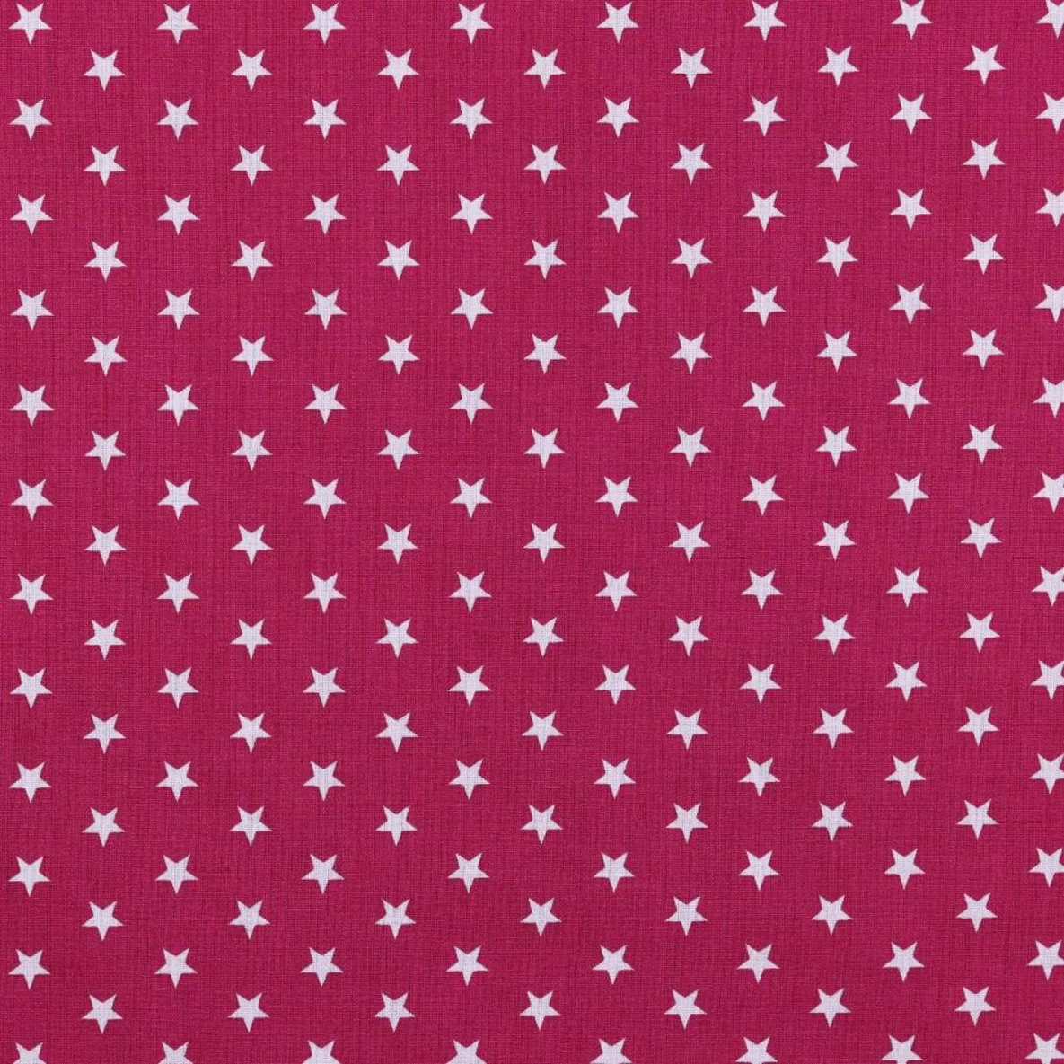 Baumwolle Popeline Sterne Pink Weiß