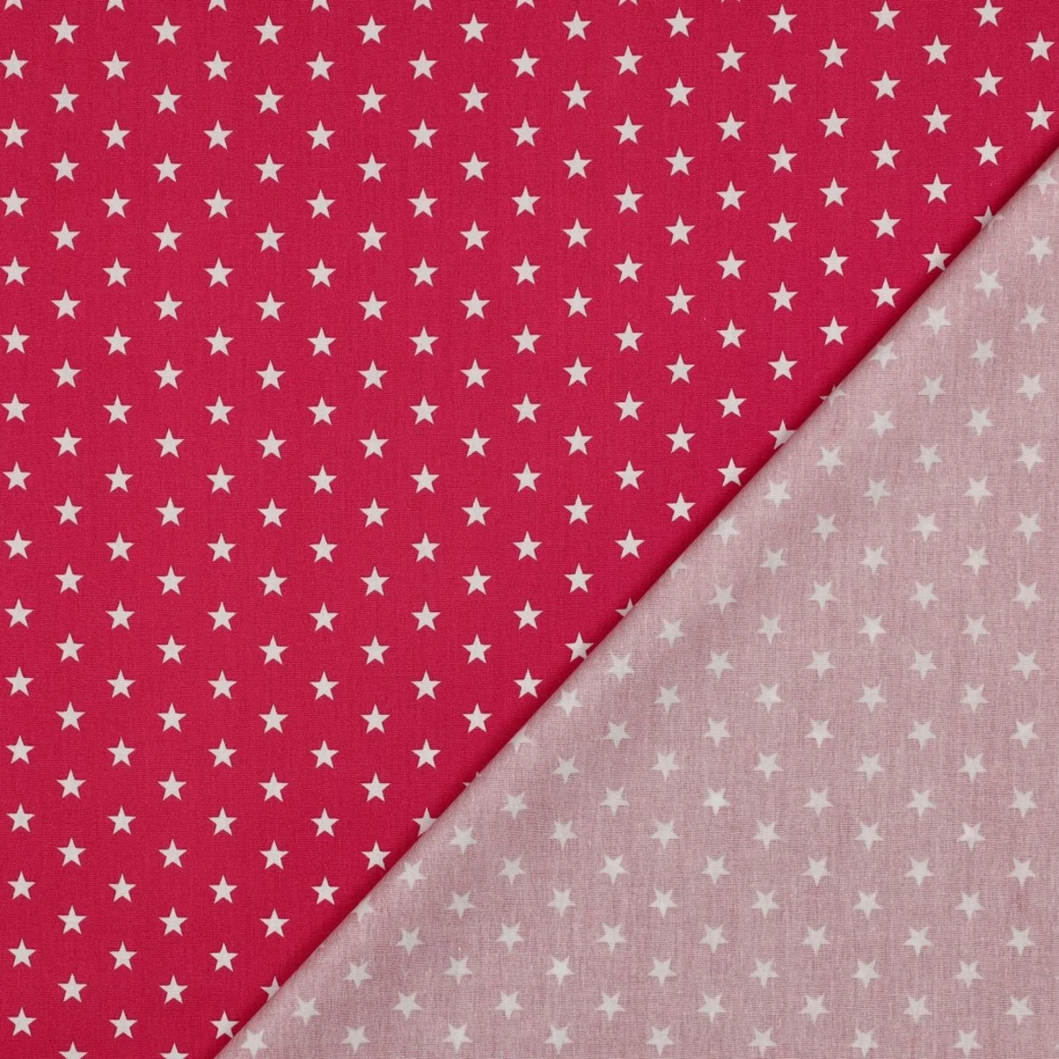 Baumwolle Popeline Sterne Pink Weiß