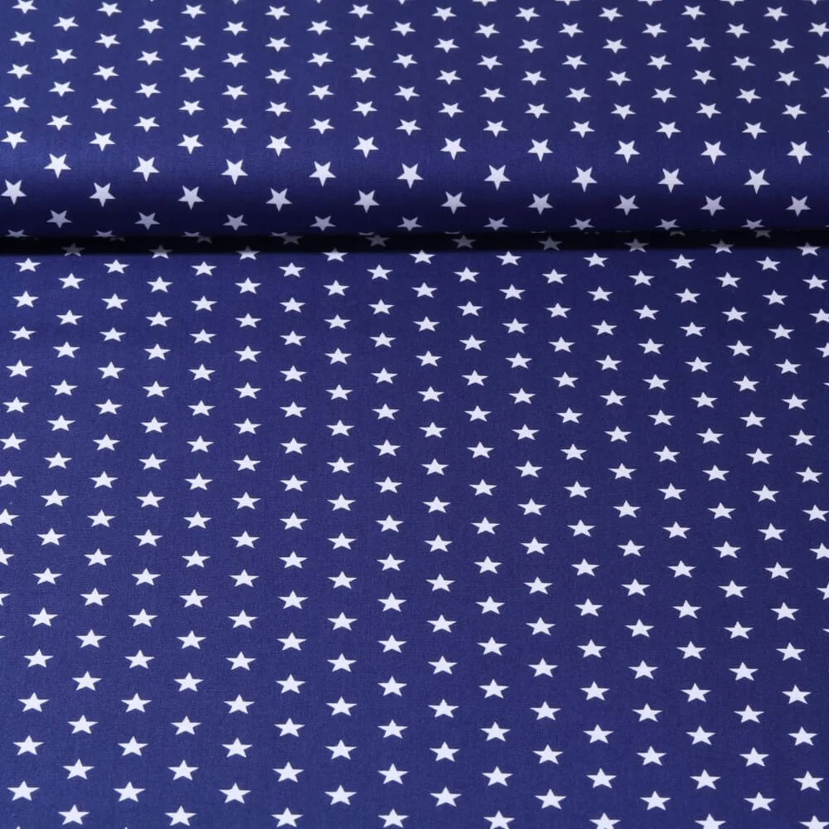 Baumwolle Popeline Sterne Royalblau Weiß
