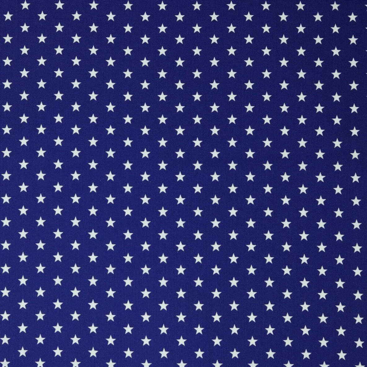 Baumwolle Popeline Sterne Royalblau Weiß