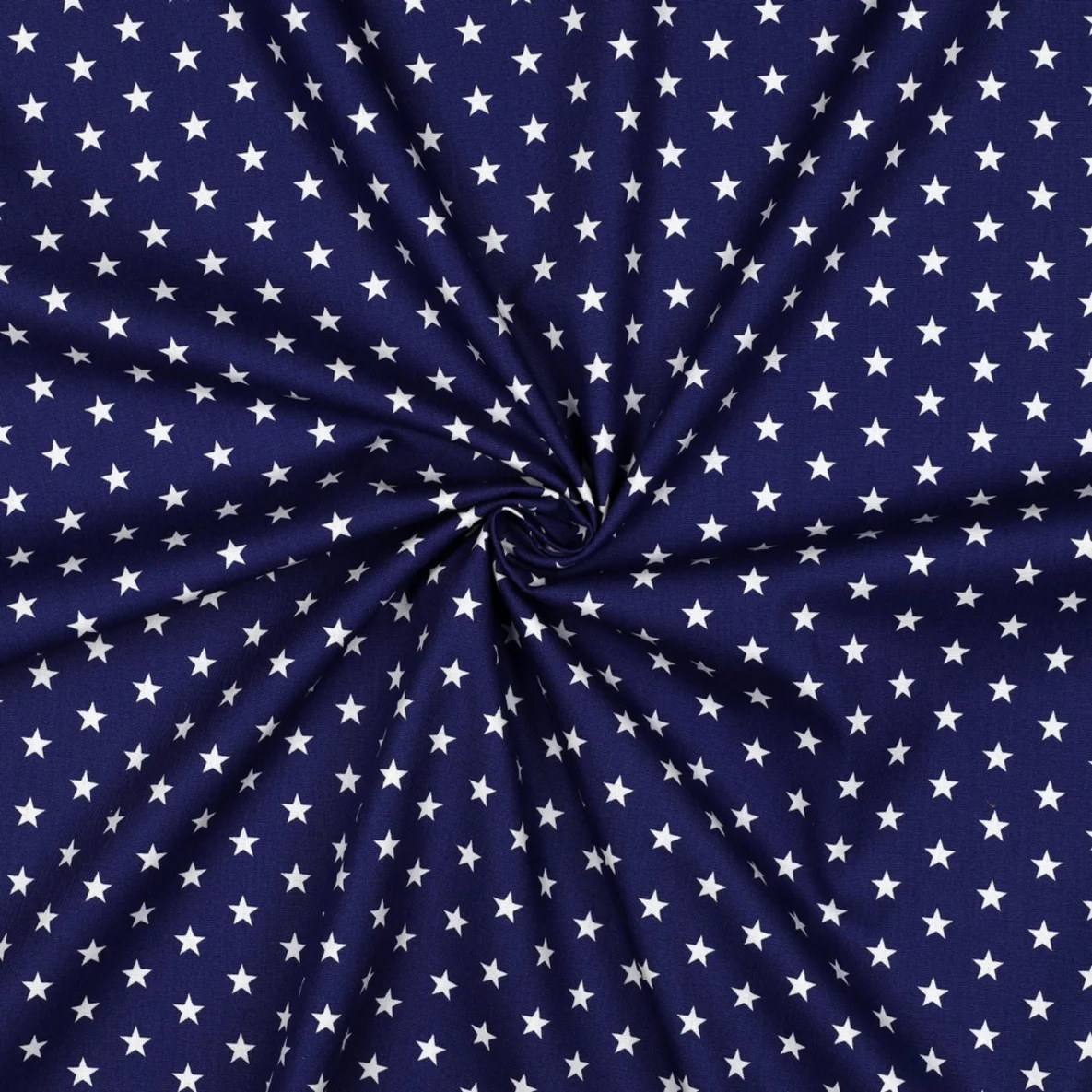Baumwolle Popeline Sterne Royalblau Weiß
