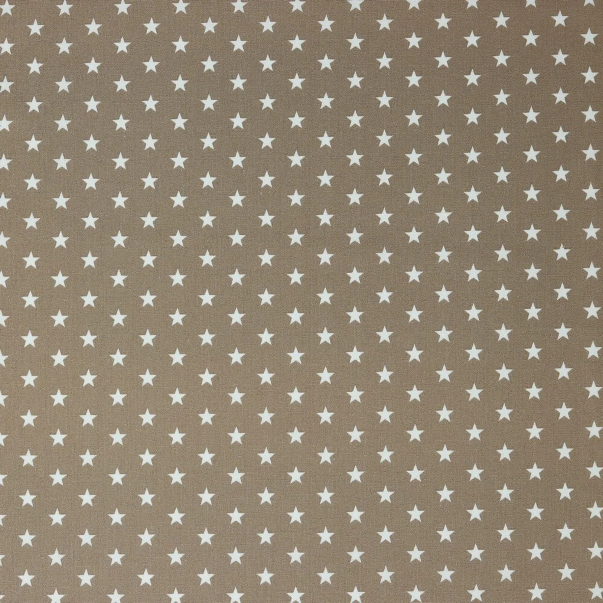 Baumwolle Popeline Sterne Taupe Weiß