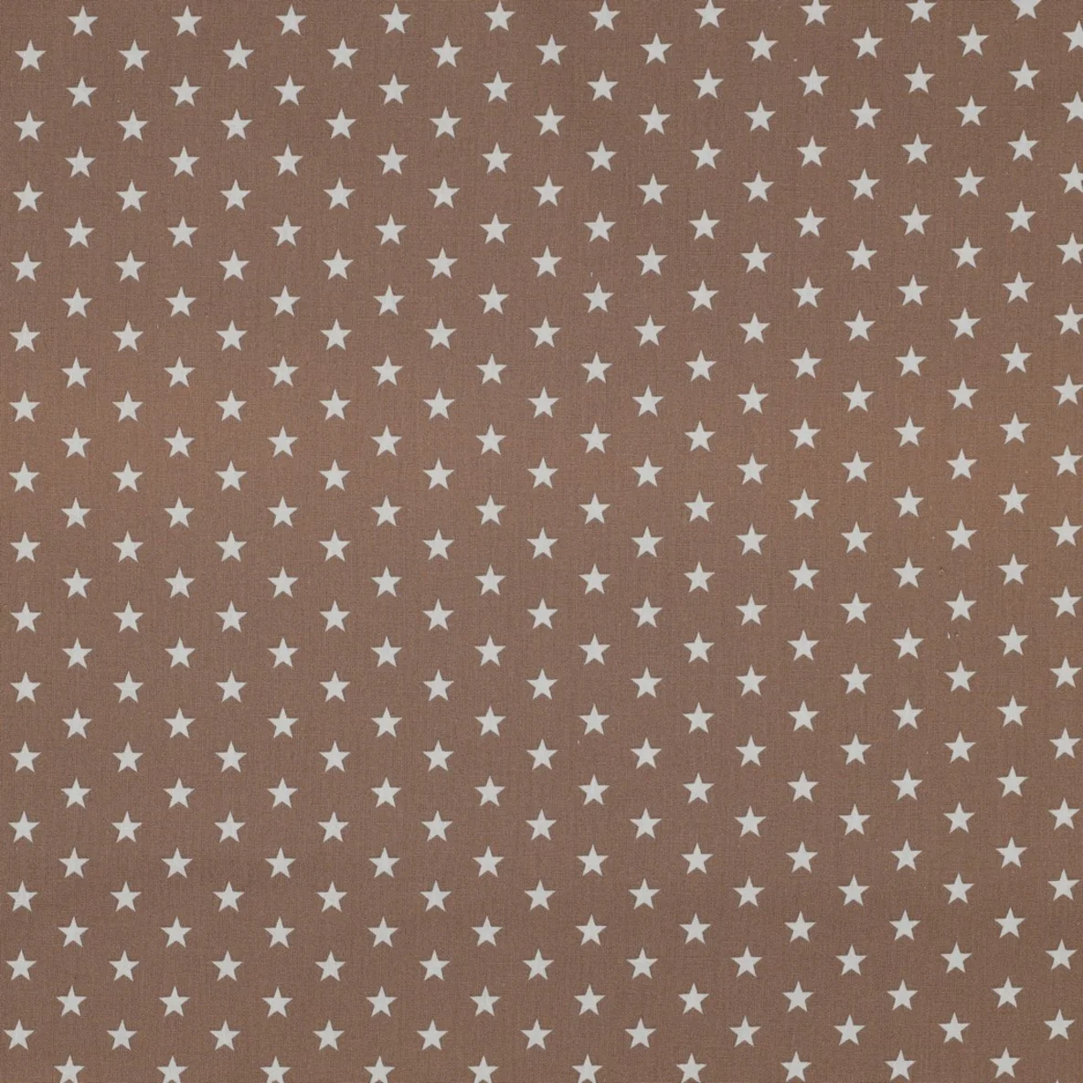 Baumwolle Popeline Sterne Taupe Weiß