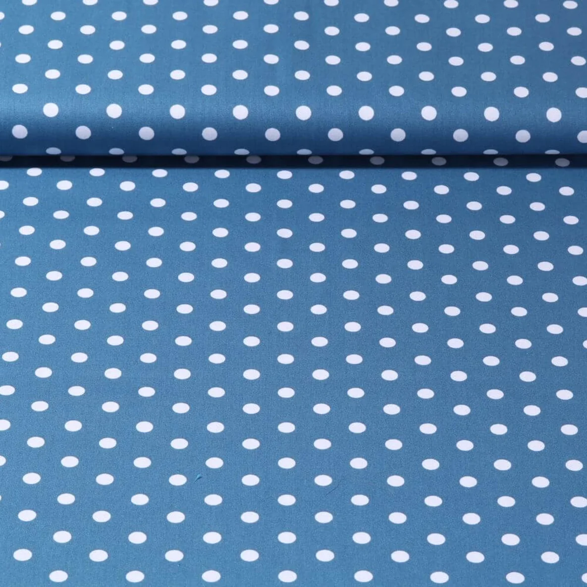Baumwolle Popeline große Punkte Blau Weiß