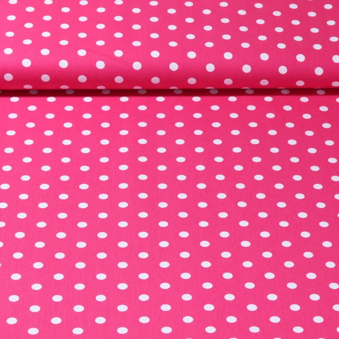 Baumwolle Popeline große Punkte Pink Weiß