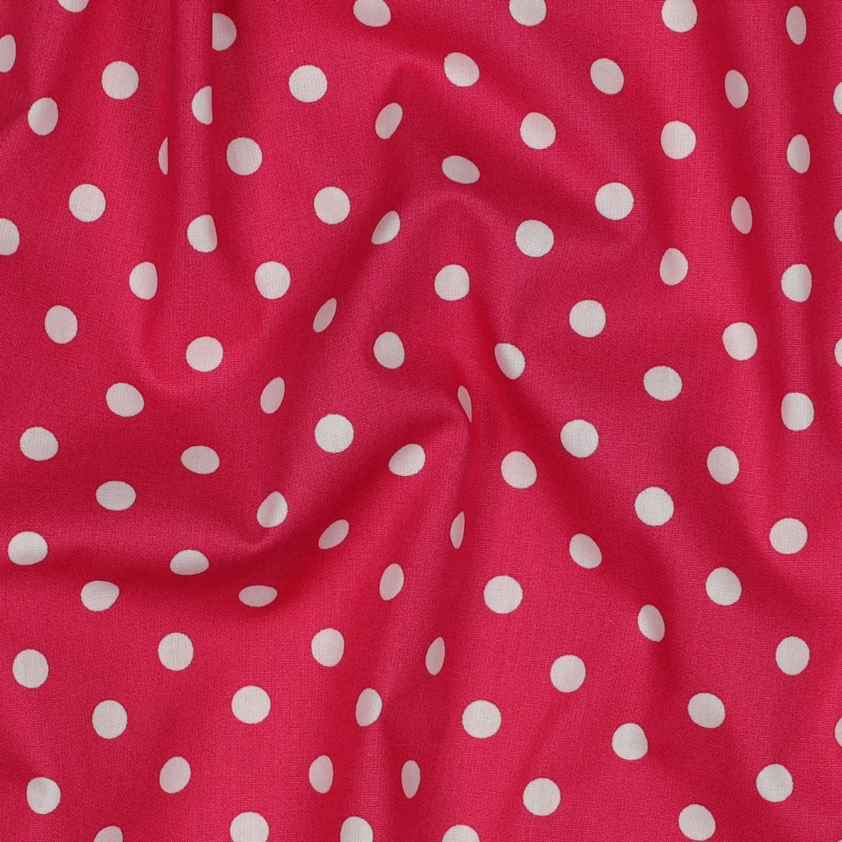 Baumwolle Popeline große Punkte Pink Weiß