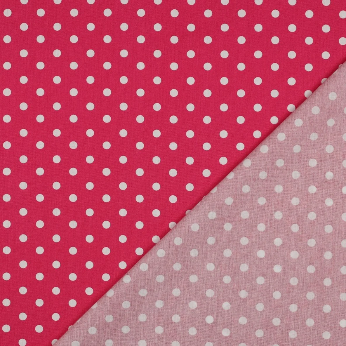Baumwolle Popeline große Punkte Pink Weiß