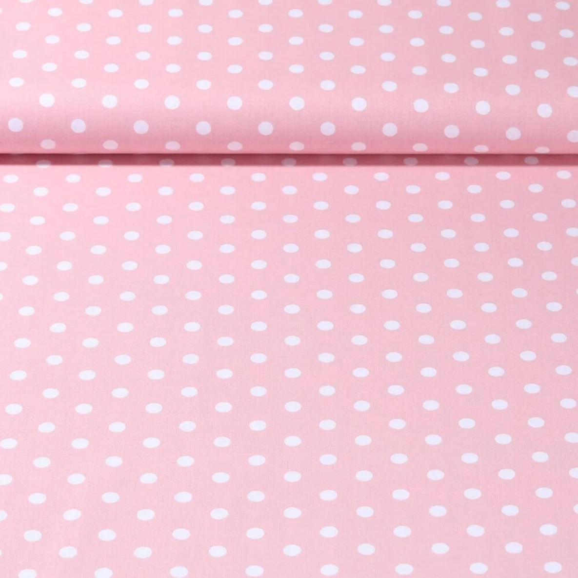 Baumwolle Popeline große Punkte Rosa Weiß