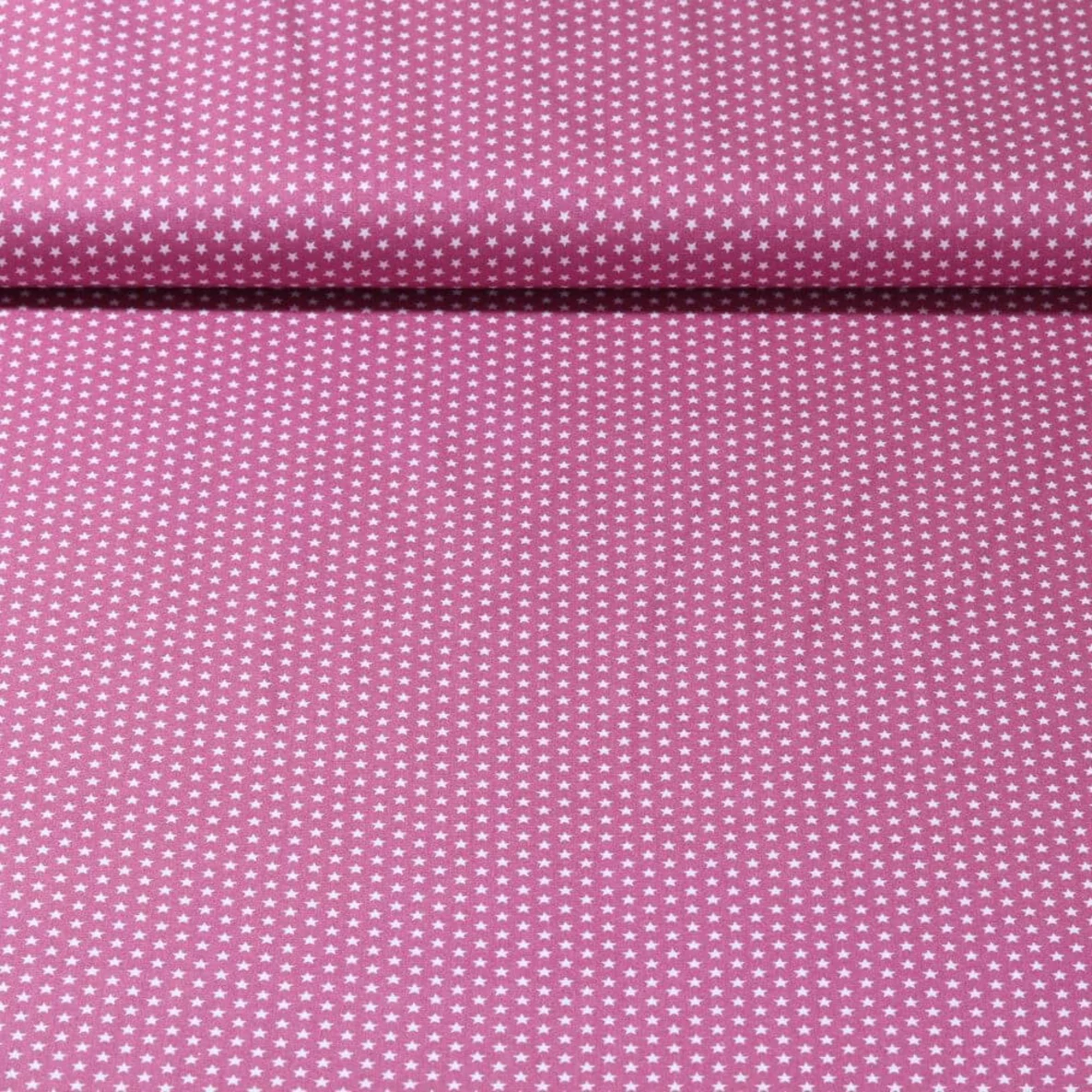 Baumwolle Popeline kleine Sterne Mauve Weiß