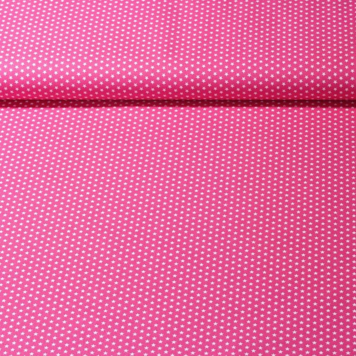 Baumwolle Popeline kleine Sterne Pink Weiß