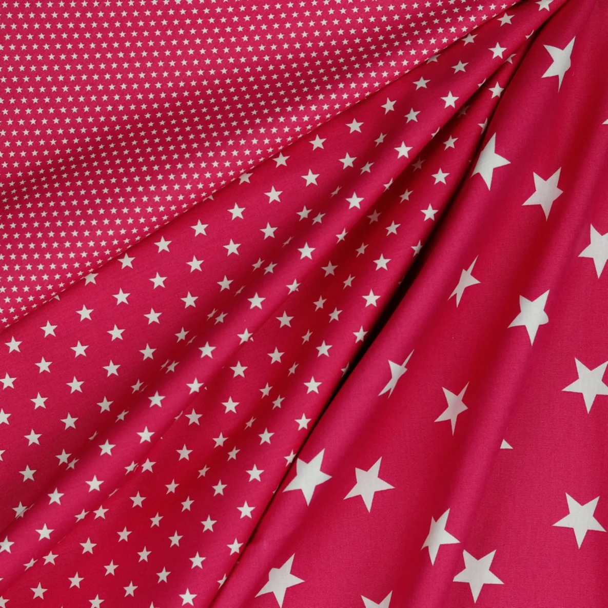 Baumwolle Popeline kleine Sterne Pink Weiß
