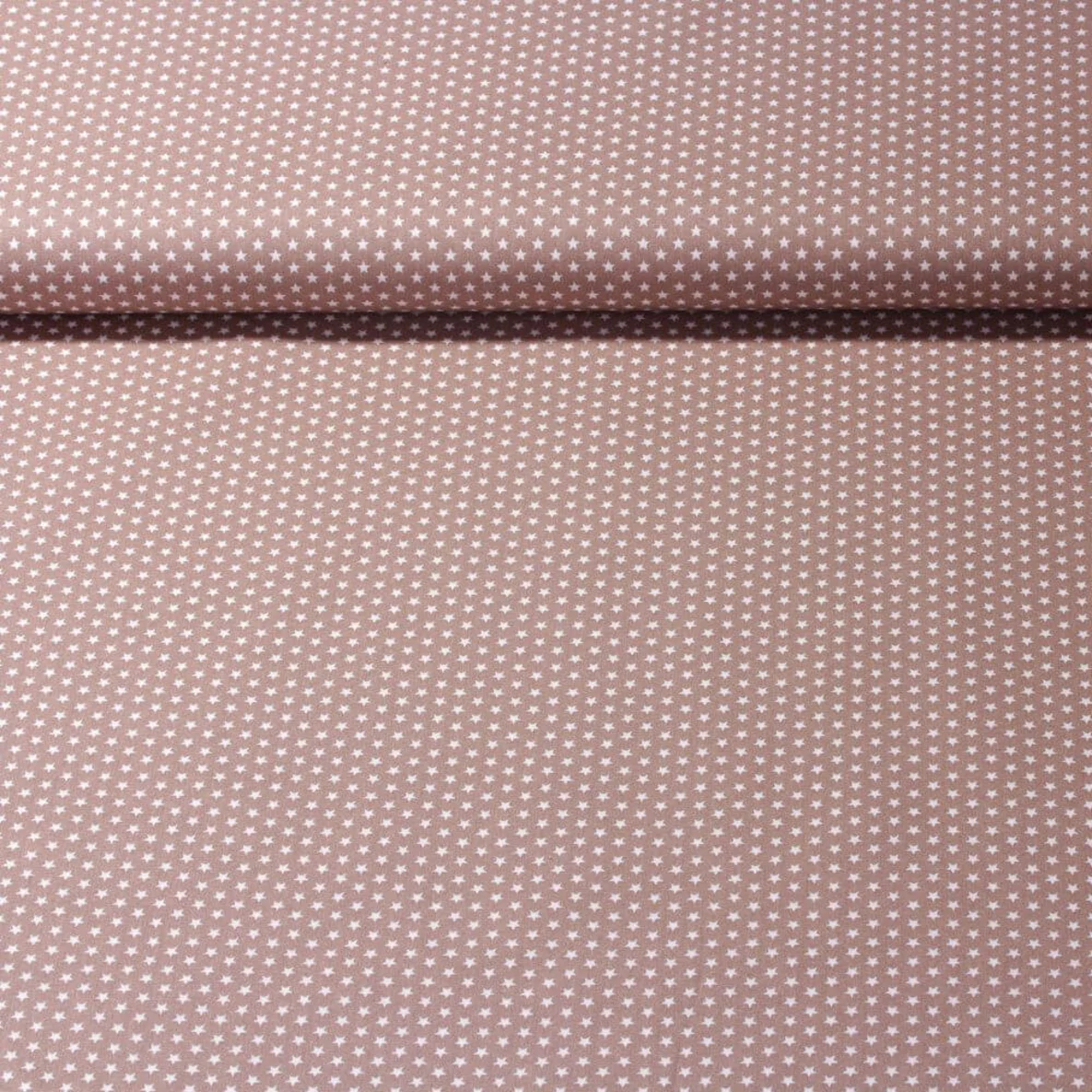 Baumwolle Popeline kleine Sterne Taupe Weiß