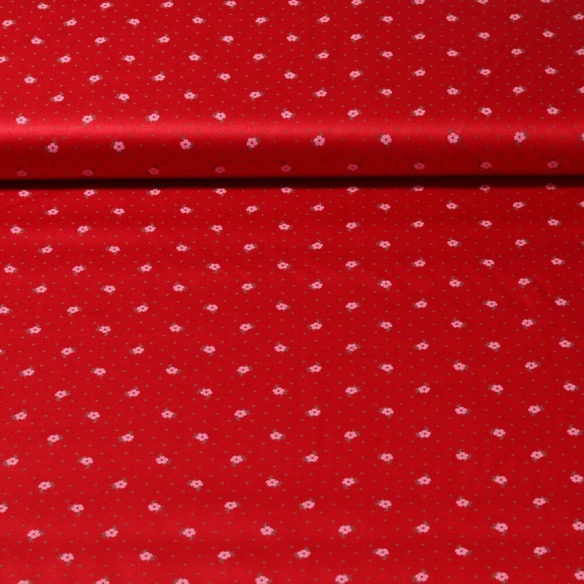 Baumwolle Trachtenstoff Blümchen Rot