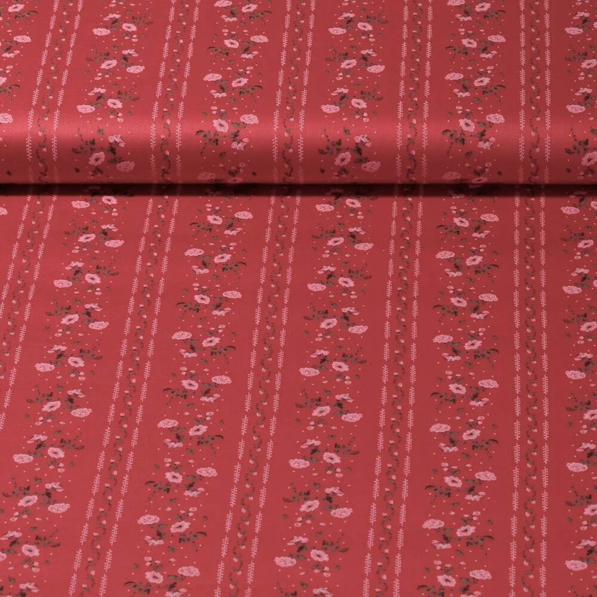 Baumwolle Trachtenstoff Rosenranken Rot
