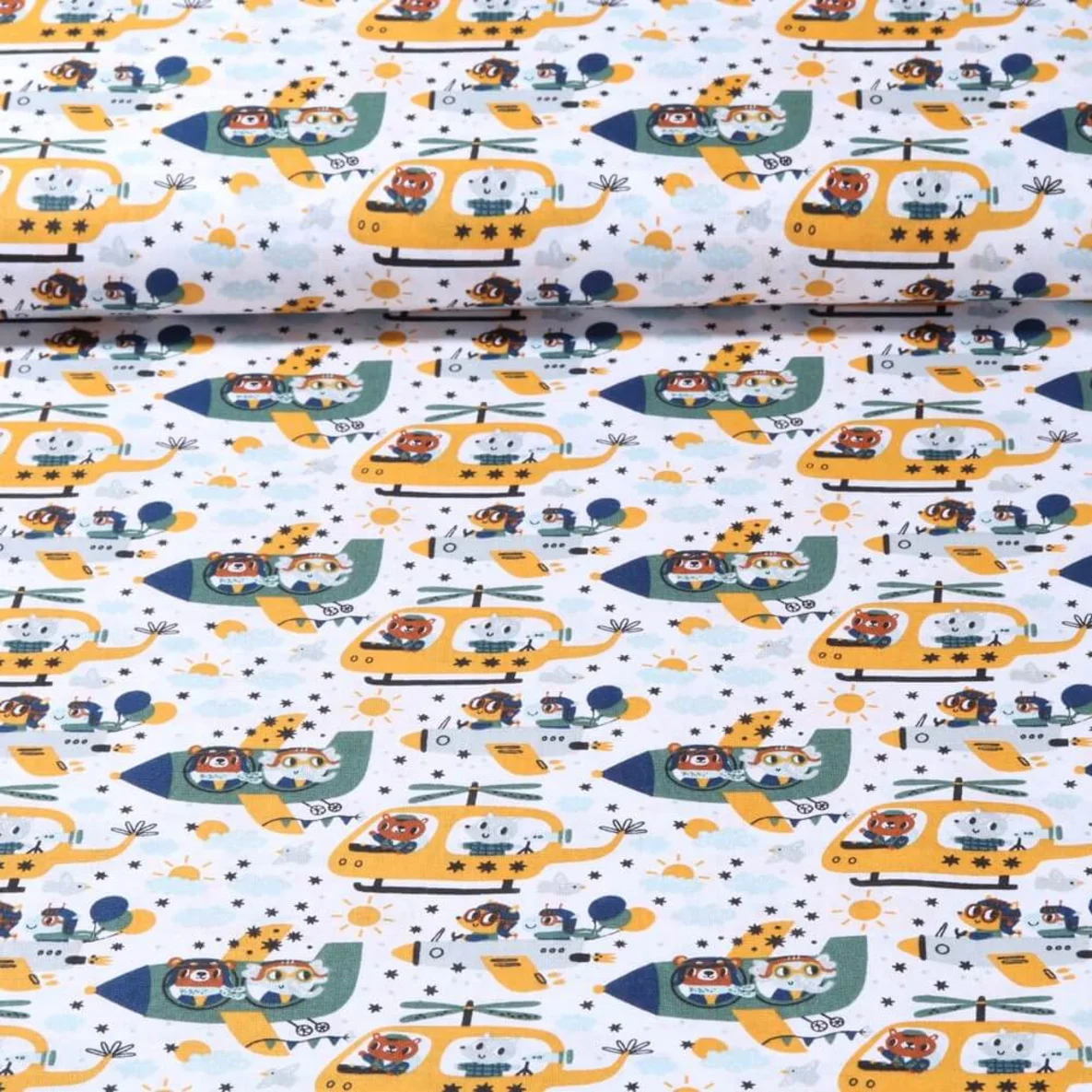 Baumwolle Webware Luftfahrt Weiß Grün