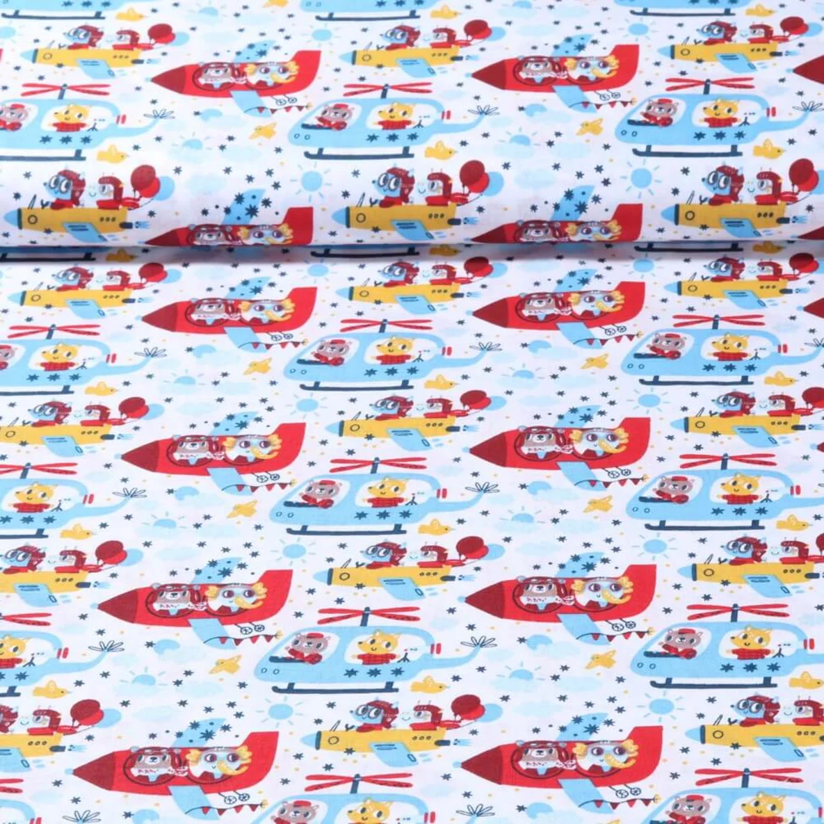 Baumwolle Webware Luftfahrt Weiß Rot