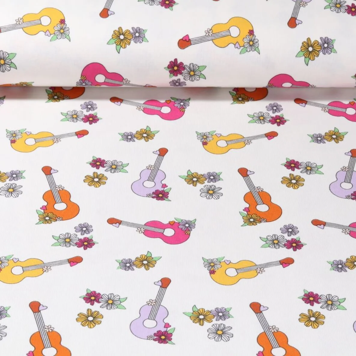 Baumwolljersey Gitarren Ecru