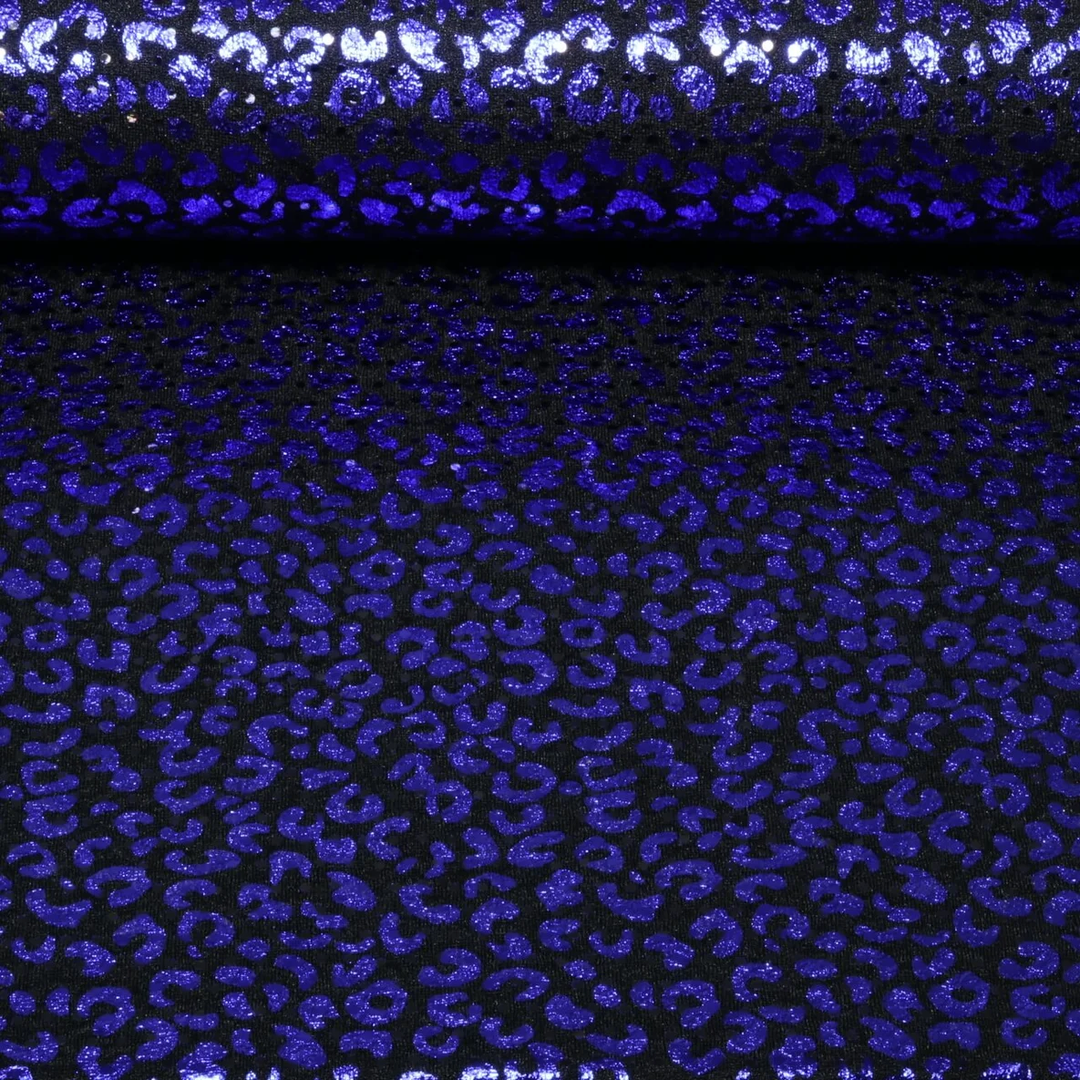 Baumwolljersey Glitzer Leo Schwarz Blau 