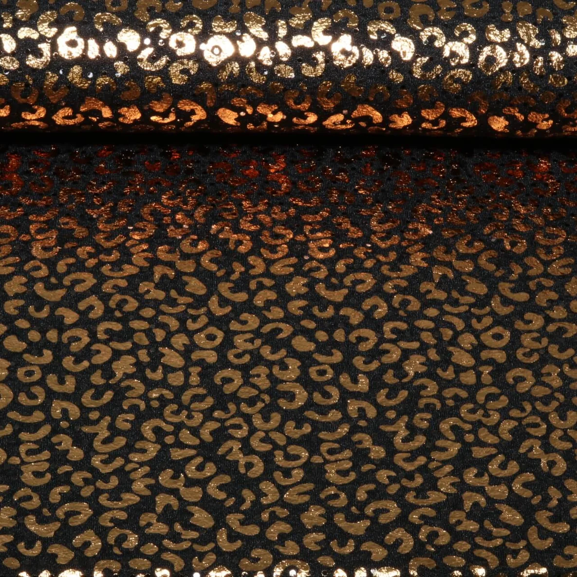 Baumwolljersey Glitzer Leo Schwarz Bronze 