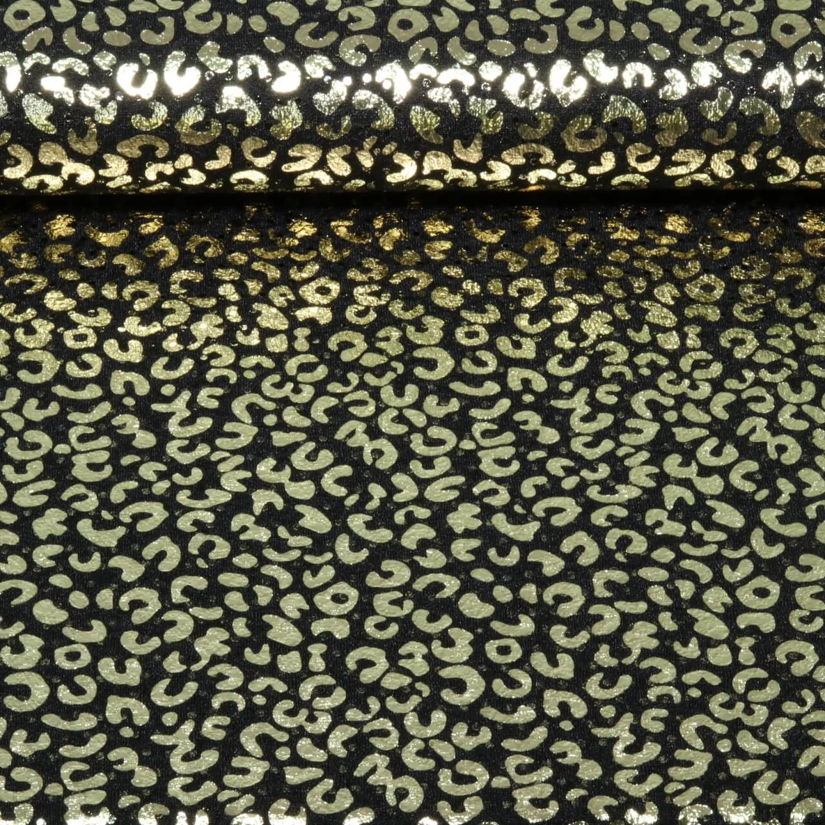 Baumwolljersey Glitzer Leo Schwarz Gold 