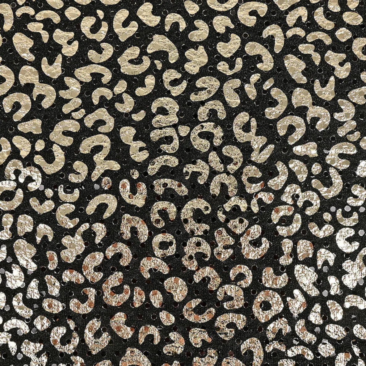 Baumwolljersey Glitzer Leo Schwarz Gold 