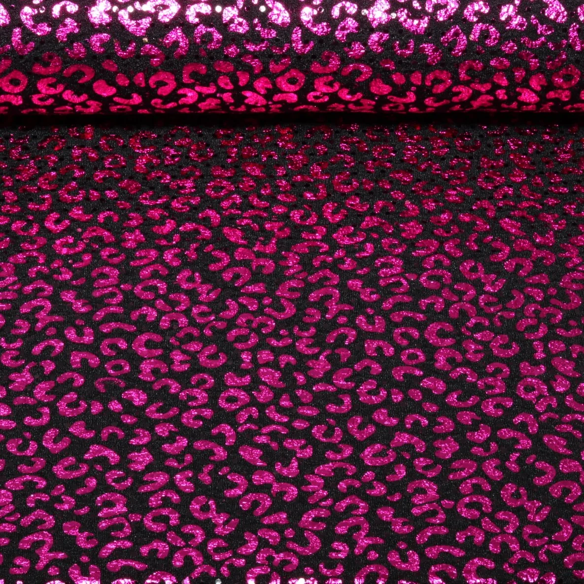 Baumwolljersey Glitzer Leo Schwarz Pink 