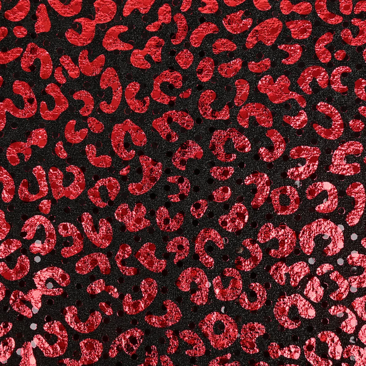 Baumwolljersey Glitzer Leo Schwarz Rot 