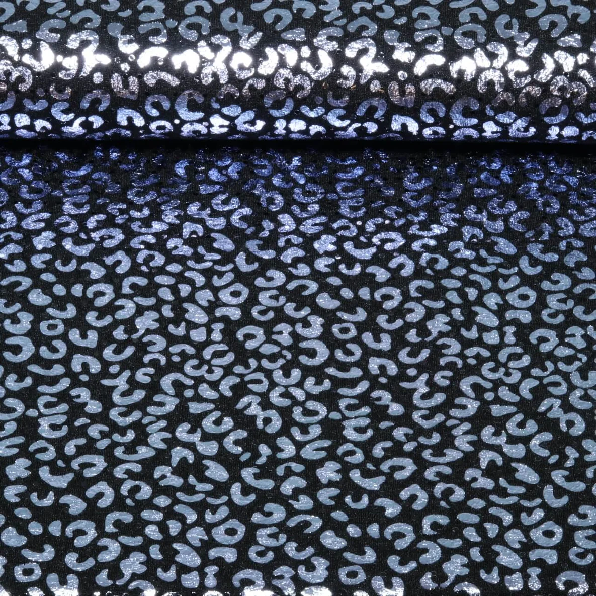 Baumwolljersey Glitzer Leo Schwarz Silber 