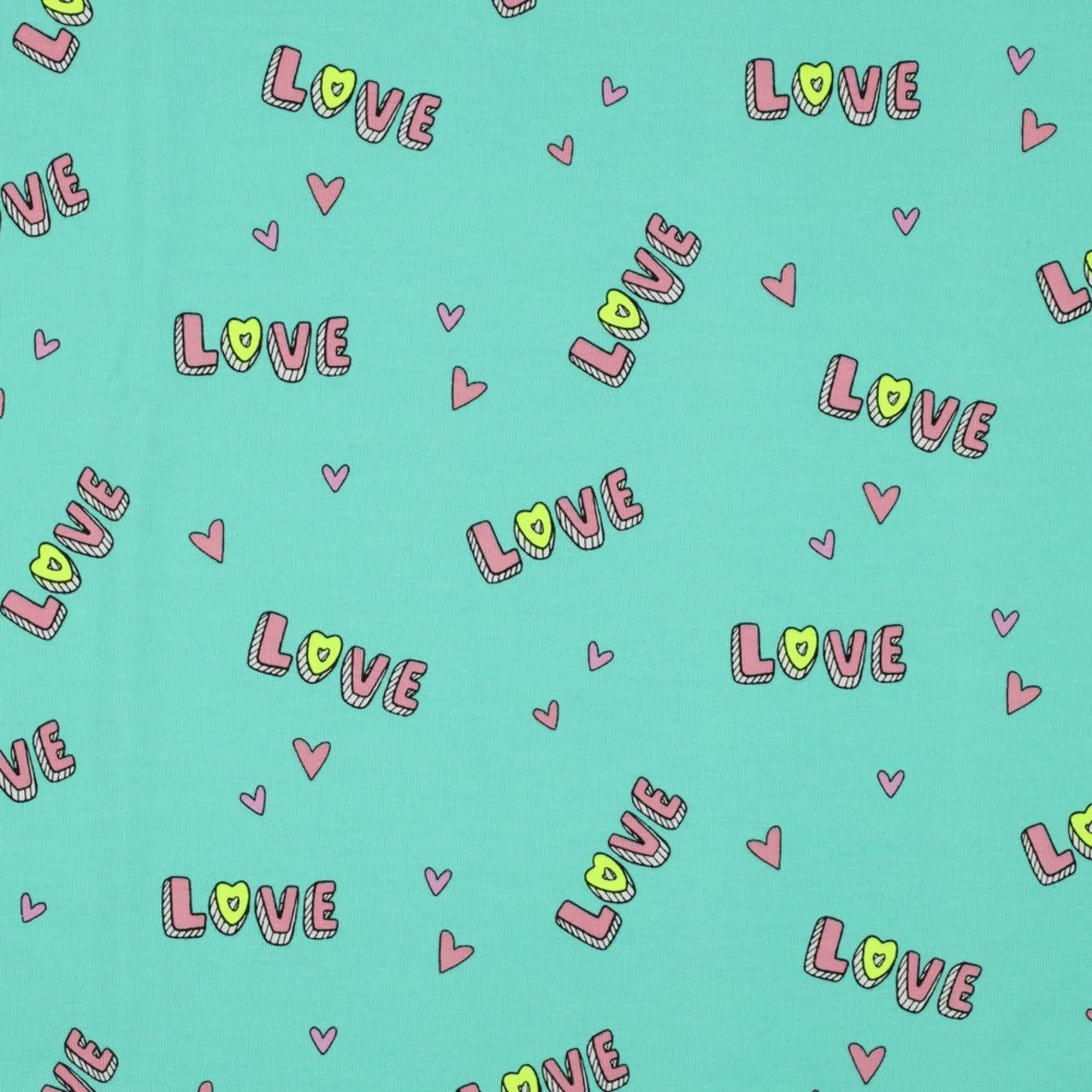Baumwolljersey Liebe Neon Mint
