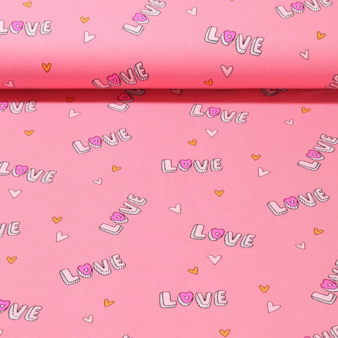 Baumwolljersey Liebe Neon Rosa