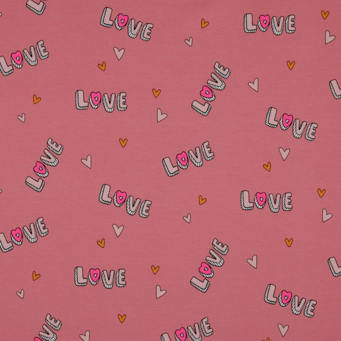Baumwolljersey Liebe Neon Rosa