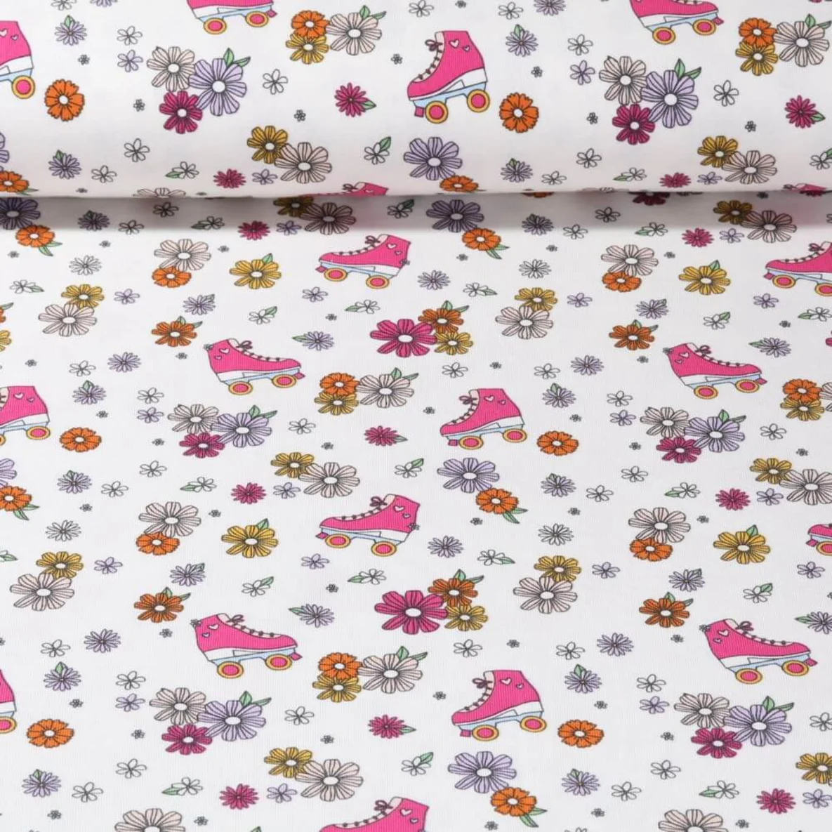 Baumwolljersey Rollschuhe Ecru