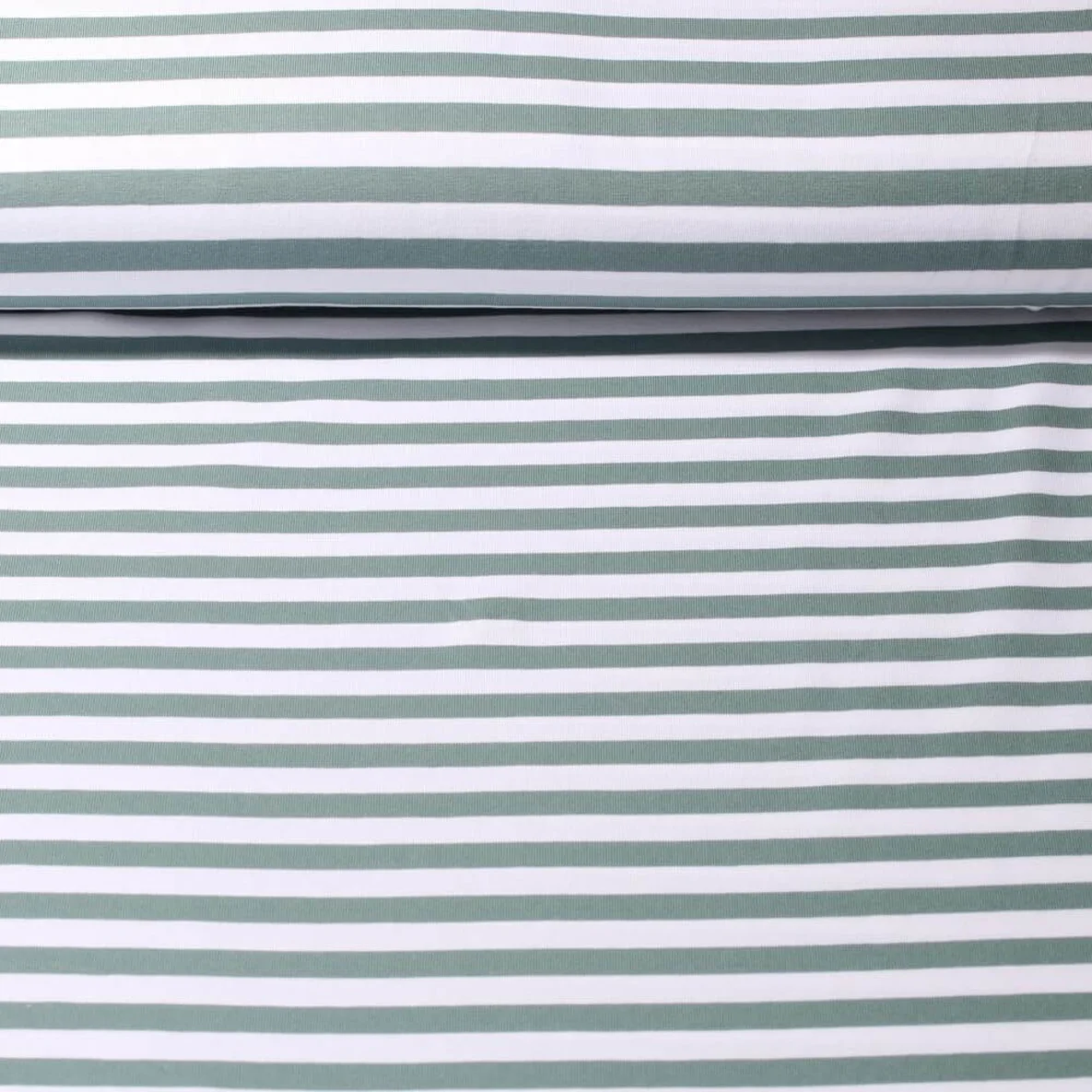 Baumwolljersey Streifen 10mm Dusty Mint Weiß