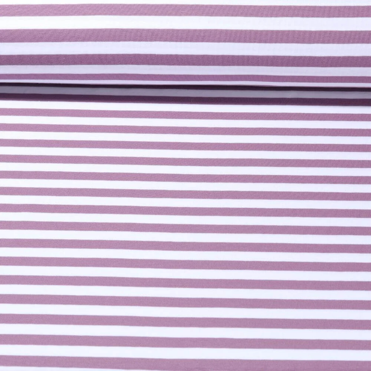 Baumwolljersey Streifen Weiß Mauve