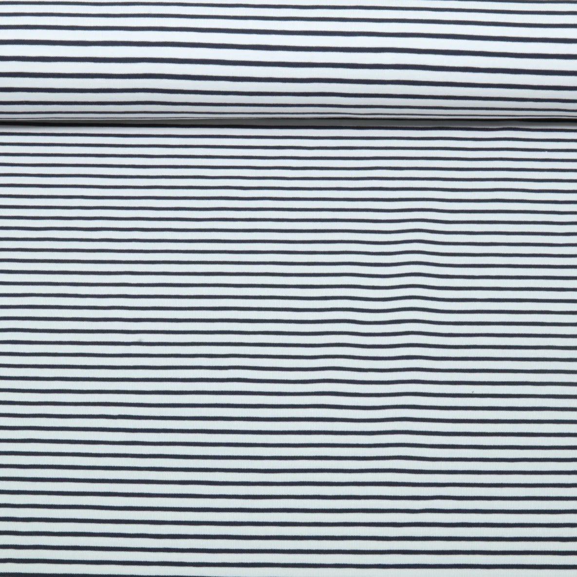 Baumwolljersey Streifen Weiß Navy