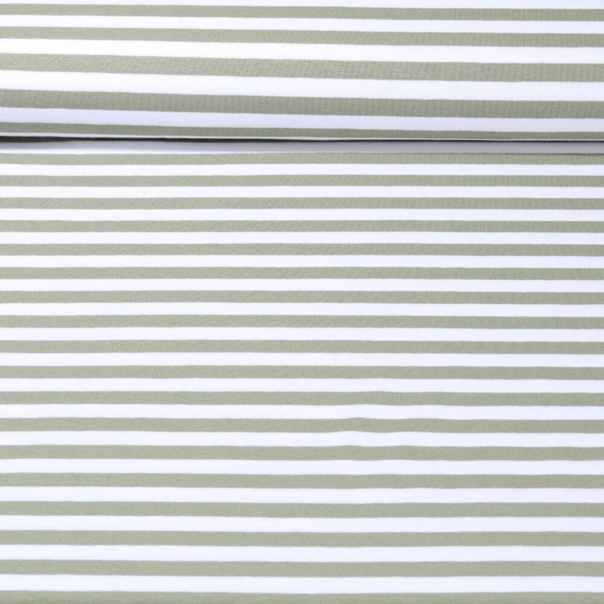 Baumwolljersey Streifen Weiß Olive