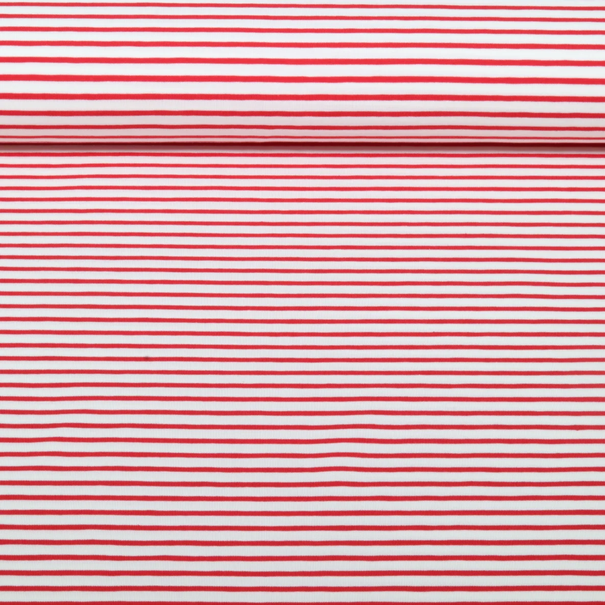 Baumwolljersey Streifen Weiß Rot