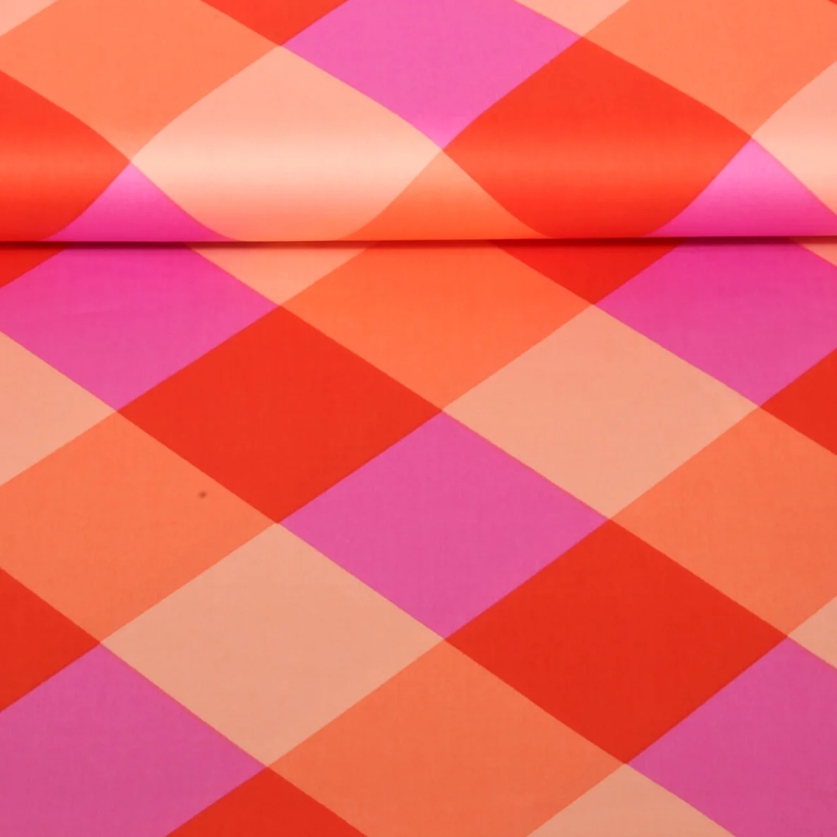 Baumwollsatin "Large Gingham" Orange