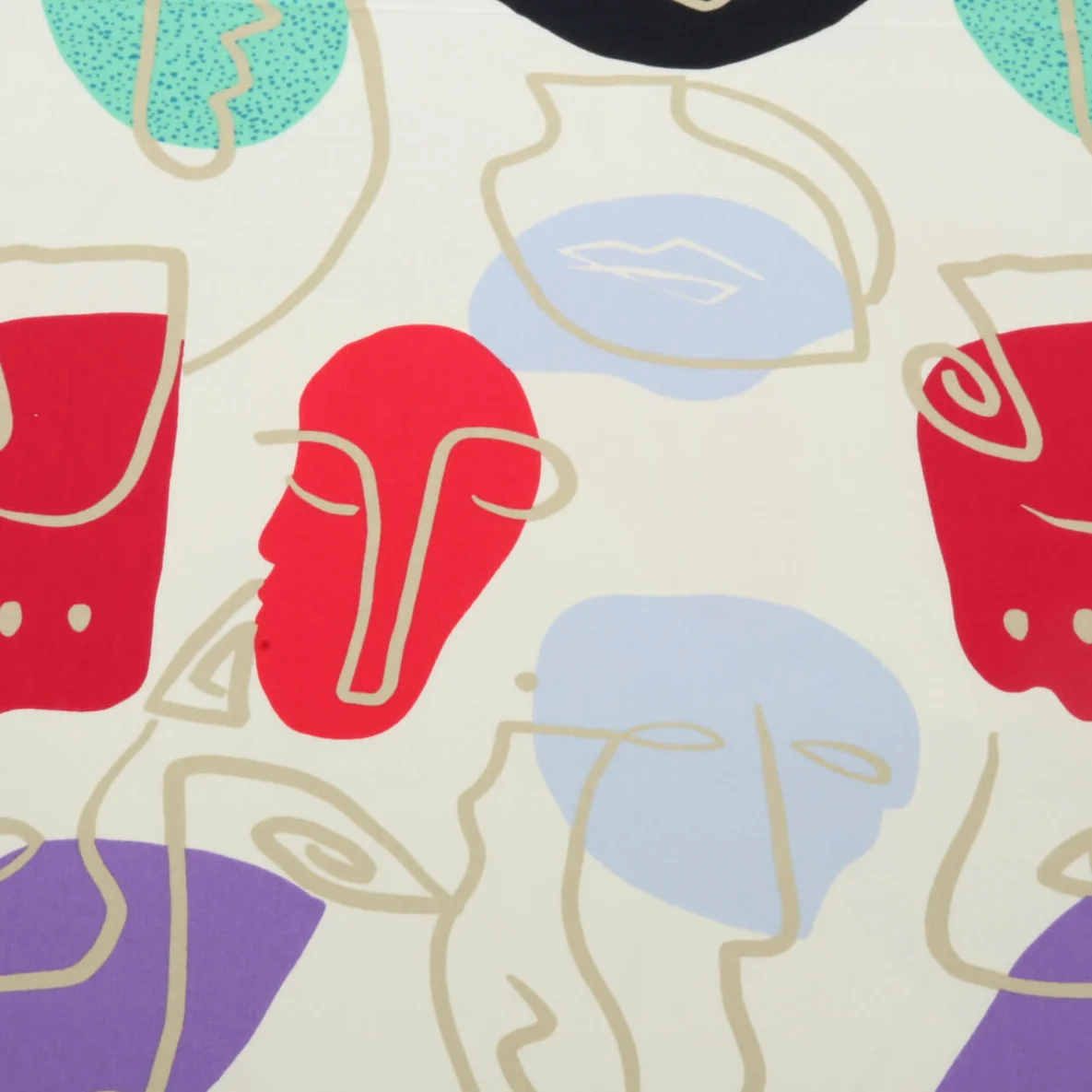 Baumwollsatin Stretch Gesichter Ecru