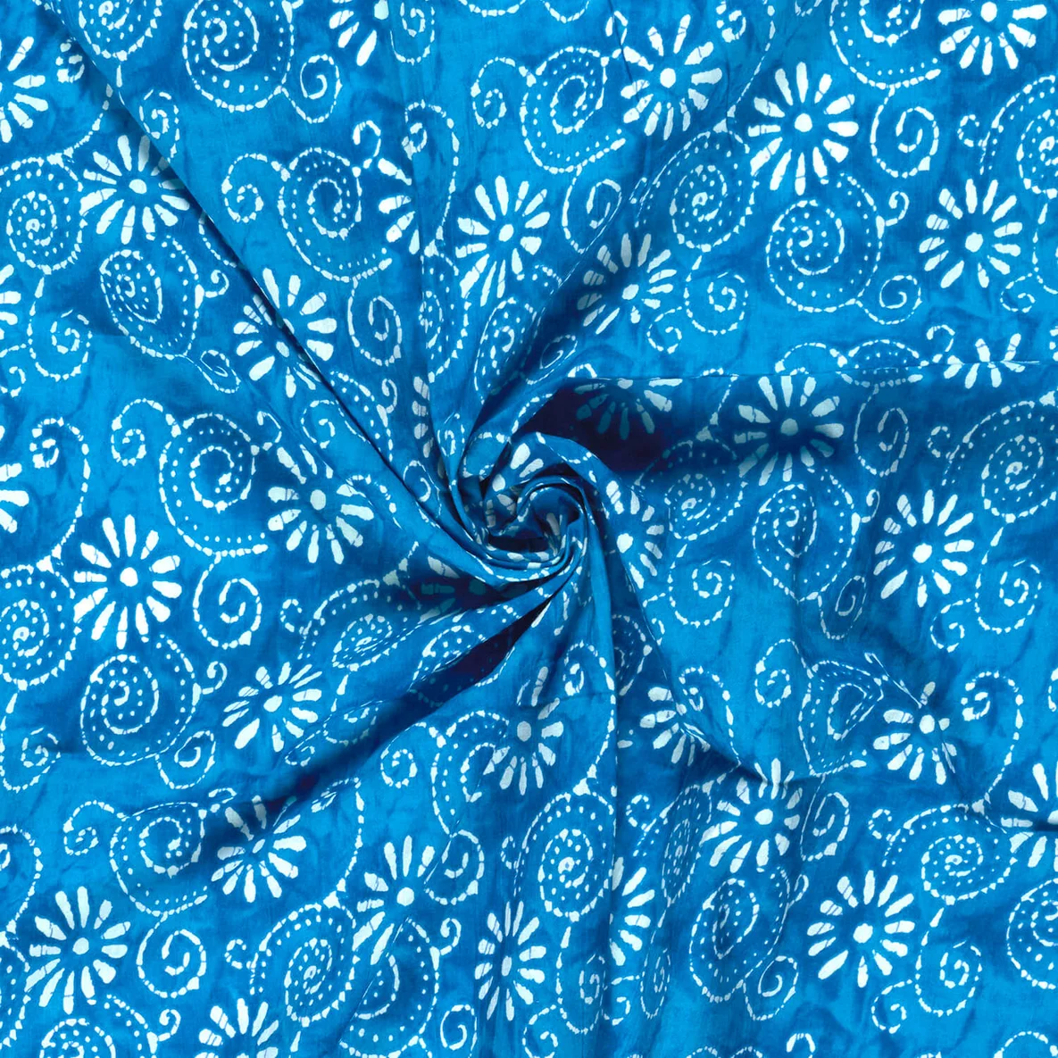 Baumwollvoile Batik Blumen Blau