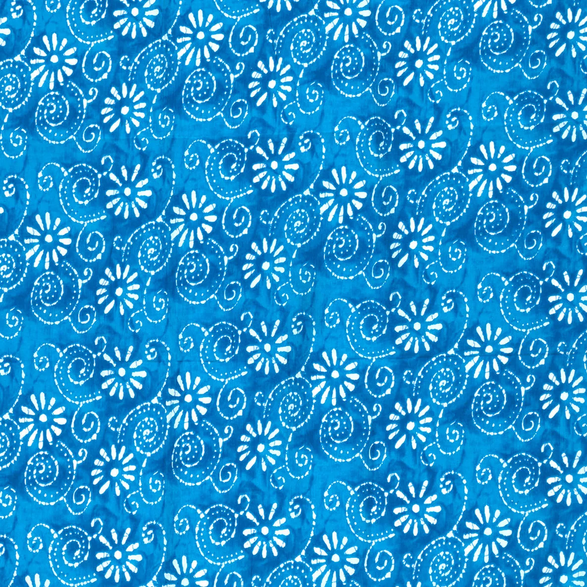 Baumwollvoile Batik Blumen Blau