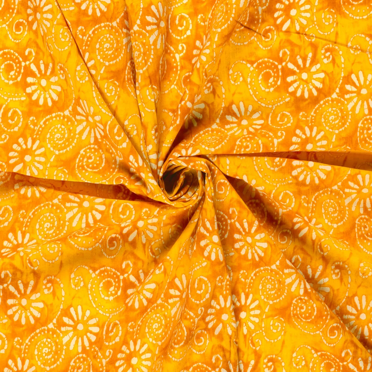 Baumwollvoile Batik Blumen Gelb