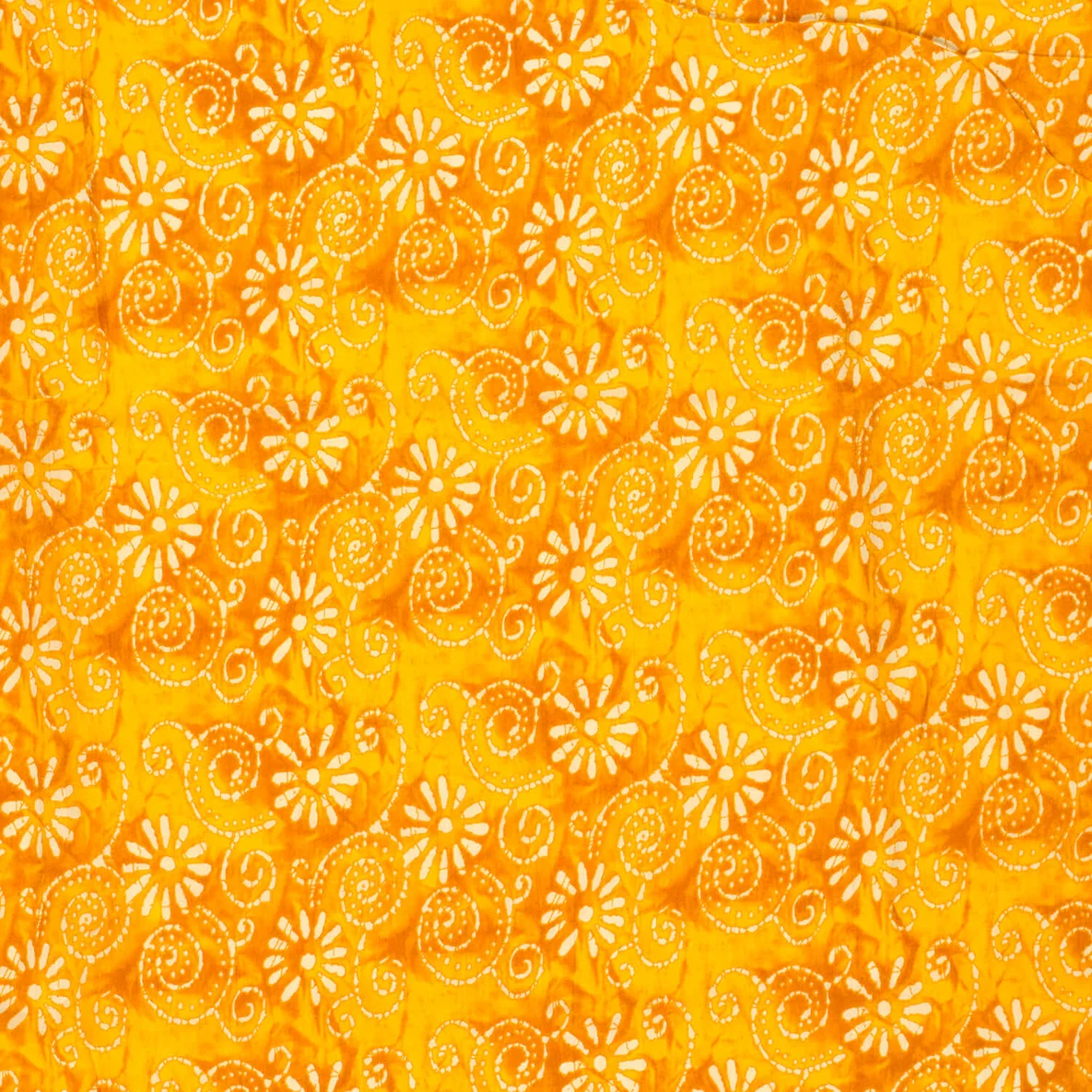 Baumwollvoile Batik Blumen Gelb