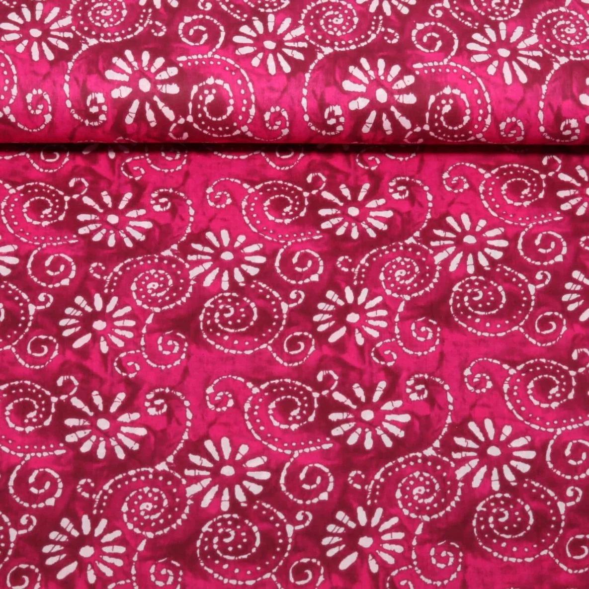 Baumwollvoile Batik Blumen Pink