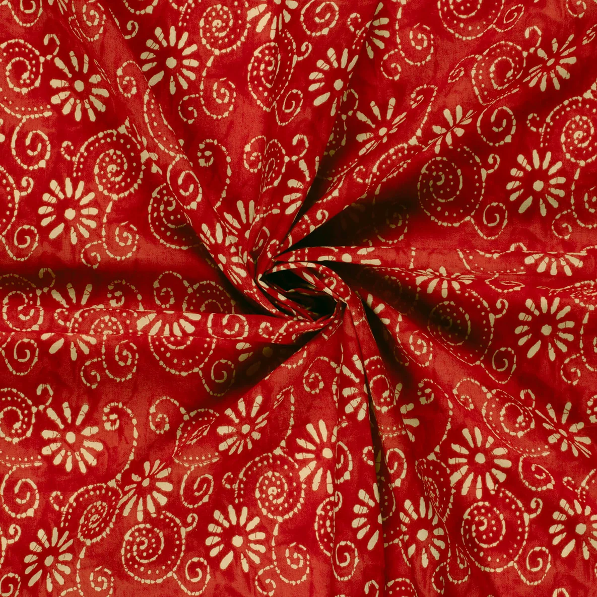 Baumwollvoile Batik Blumen Rot